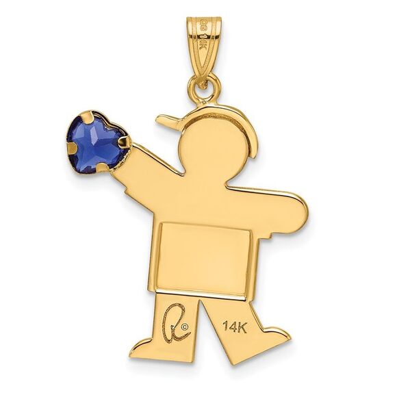 Kazi Luxury 14k Yellow Gold Boy with CZ September Birthstone Charm
